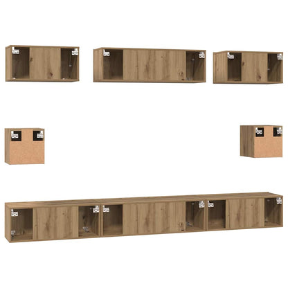 TV-Schrank Set 8 pcs Eiche handwerklich Holzwerkstoff