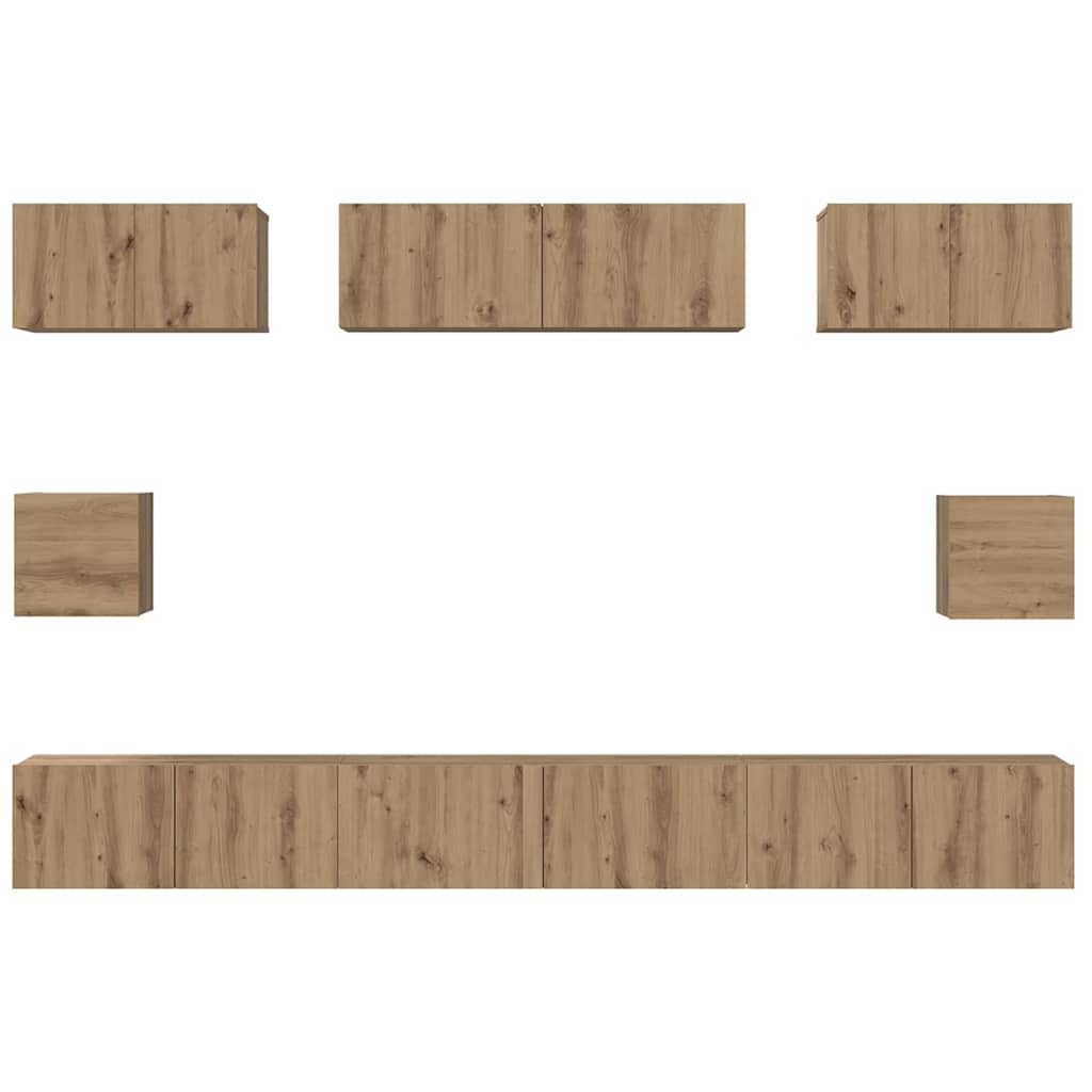 TV-Schrank Set 8 pcs Eiche handwerklich Holzwerkstoff
