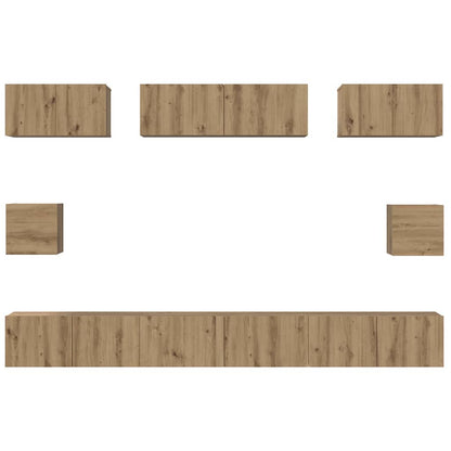 TV-Schrank Set 8 pcs Eiche handwerklich Holzwerkstoff