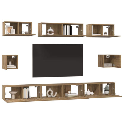 TV-Schrank Set 8 pcs Eiche handwerklich Holzwerkstoff