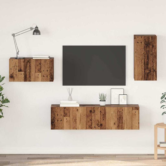 TV-Möbel-Set 4 pcs Altholz 30,5 x 30 x 60 cm Holzwerkstoff