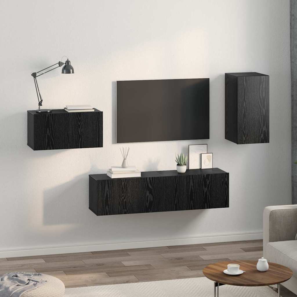 TV-Möbel-Set 4 pcs Schwarze Eiche 30,5 x 30 x 60 cm