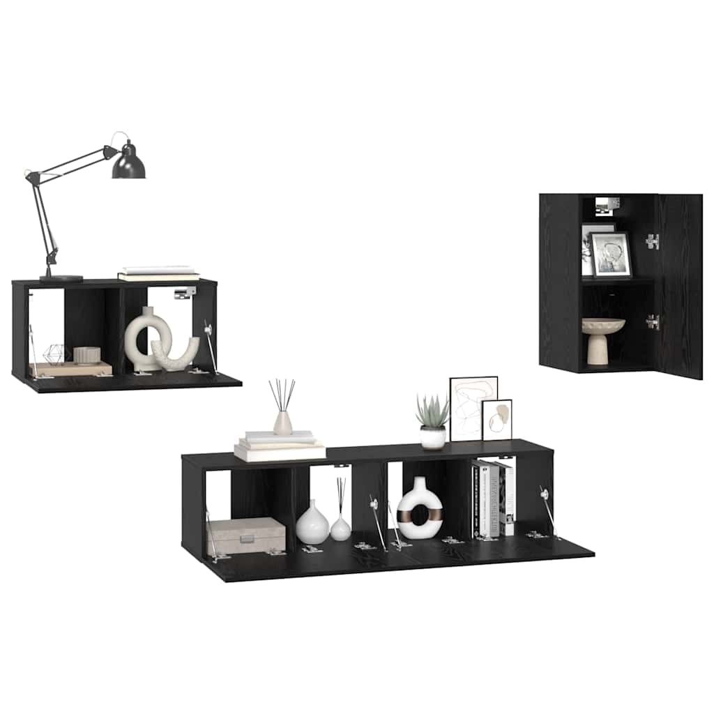 TV-Möbel-Set 4 pcs Schwarze Eiche 30,5 x 30 x 60 cm