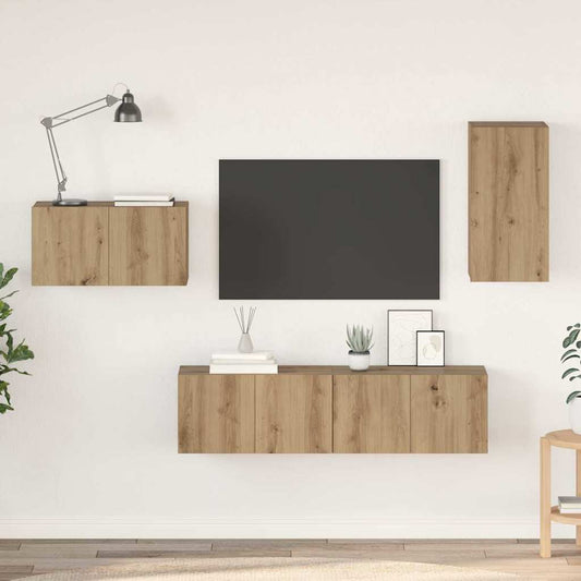 TV-Möbel-Set 4 pcs Eiche handwerklich 30,5 x 30 x 60 cm