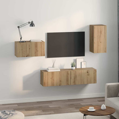 TV-Möbel-Set 4 pcs Eiche handwerklich 30,5 x 30 x 60 cm