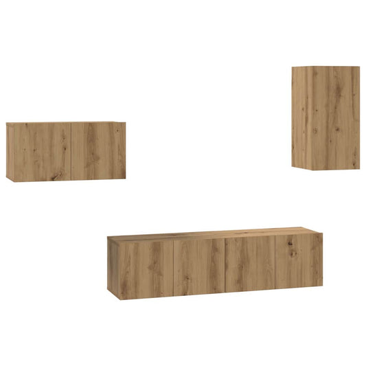 TV-Möbel-Set 4 pcs Eiche handwerklich 30,5 x 30 x 60 cm