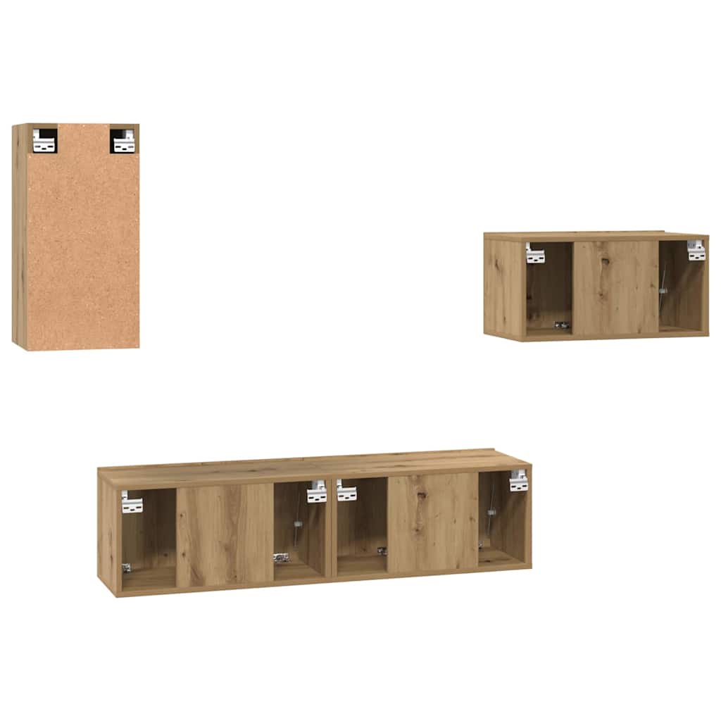 TV-Möbel-Set 4 pcs Eiche handwerklich 30,5 x 30 x 60 cm