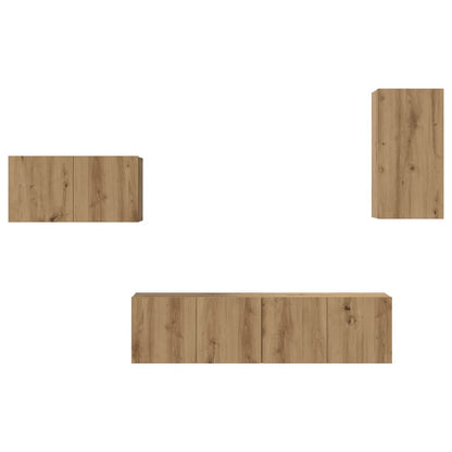 TV-Möbel-Set 4 pcs Eiche handwerklich 30,5 x 30 x 60 cm