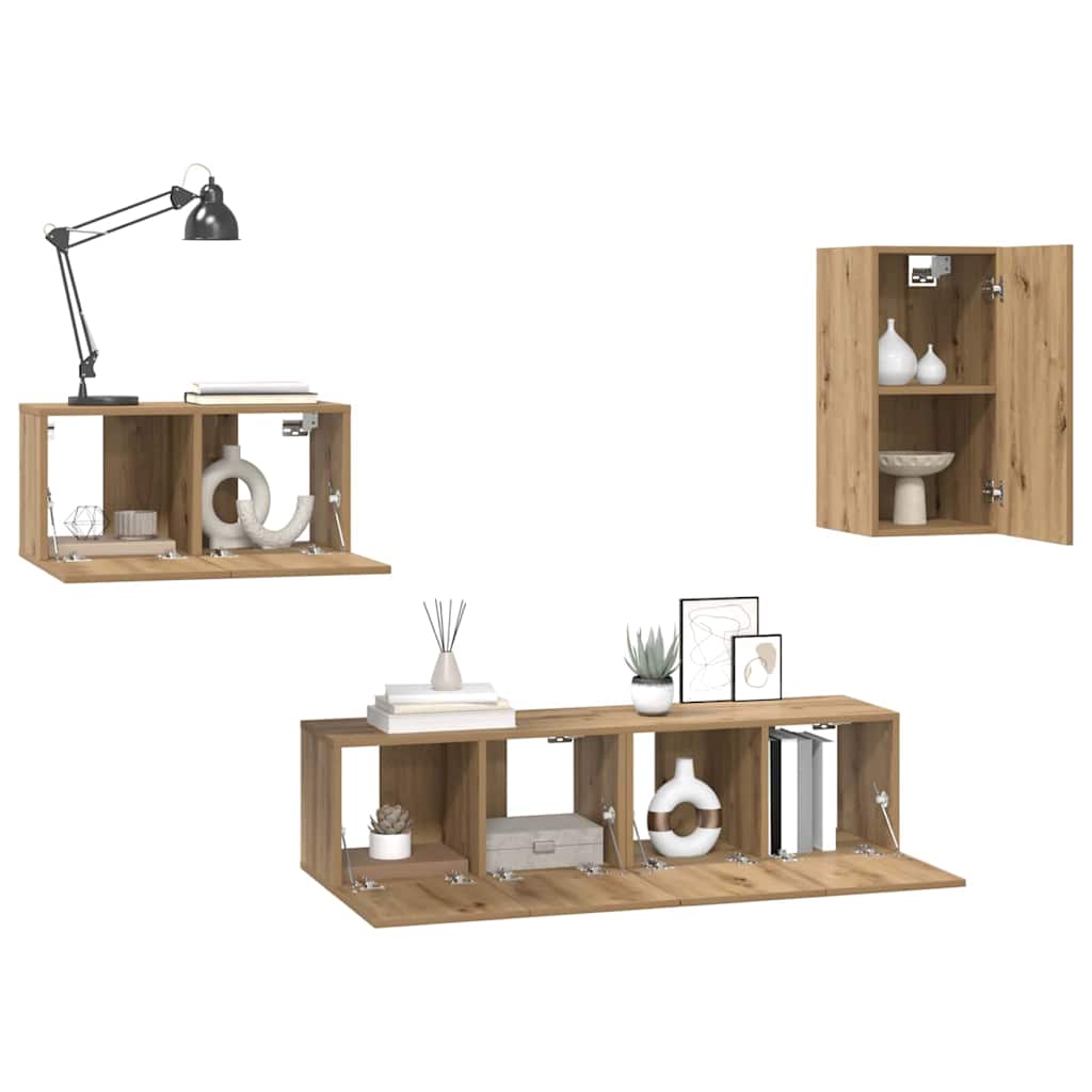 TV-Möbel-Set 4 pcs Eiche handwerklich 30,5 x 30 x 60 cm