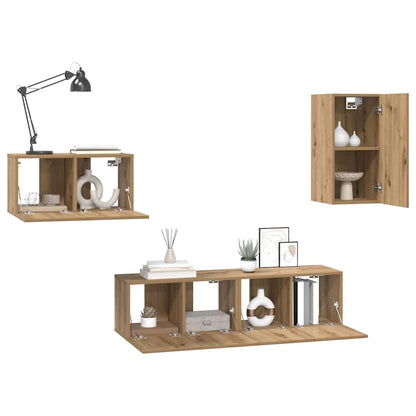 TV-Möbel-Set 4 pcs Eiche handwerklich 30,5 x 30 x 60 cm