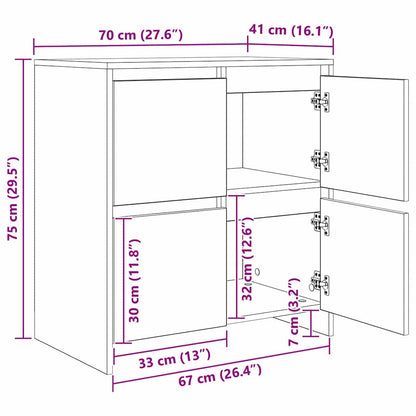 Sideboards 2 pcs Eiche handwerklich 70 x 41 x 75 cm