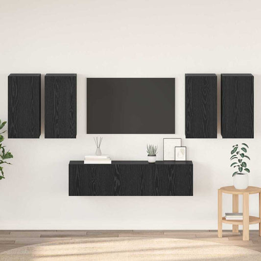 TV-Möbel-Set 6 pcs Schwarze Eiche 60 x 30 x 30 cm Holzwerkstoff