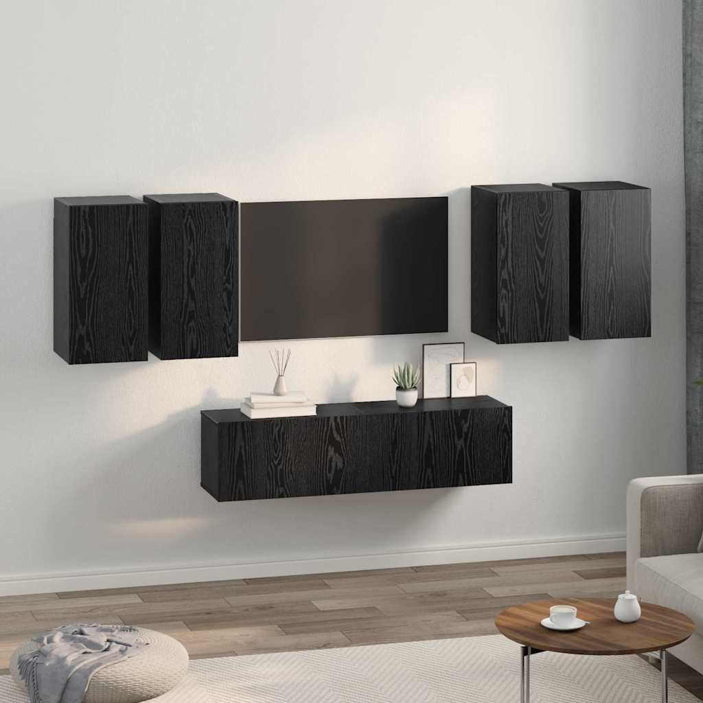 TV-Möbel-Set 6 pcs Schwarze Eiche 60 x 30 x 30 cm Holzwerkstoff