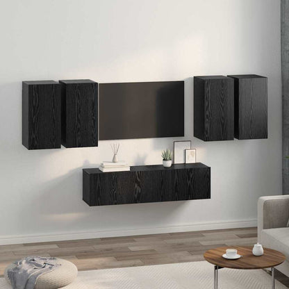 TV-Möbel-Set 6 pcs Schwarze Eiche 60 x 30 x 30 cm Holzwerkstoff