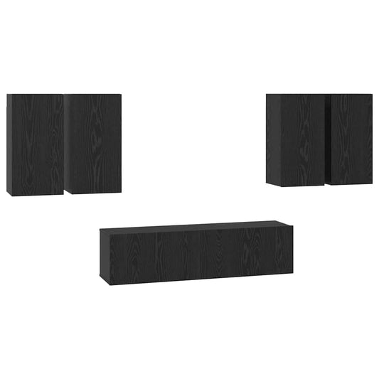 TV-Möbel-Set 6 pcs Schwarze Eiche 60 x 30 x 30 cm Holzwerkstoff