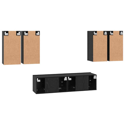 TV-Möbel-Set 6 pcs Schwarze Eiche 60 x 30 x 30 cm Holzwerkstoff