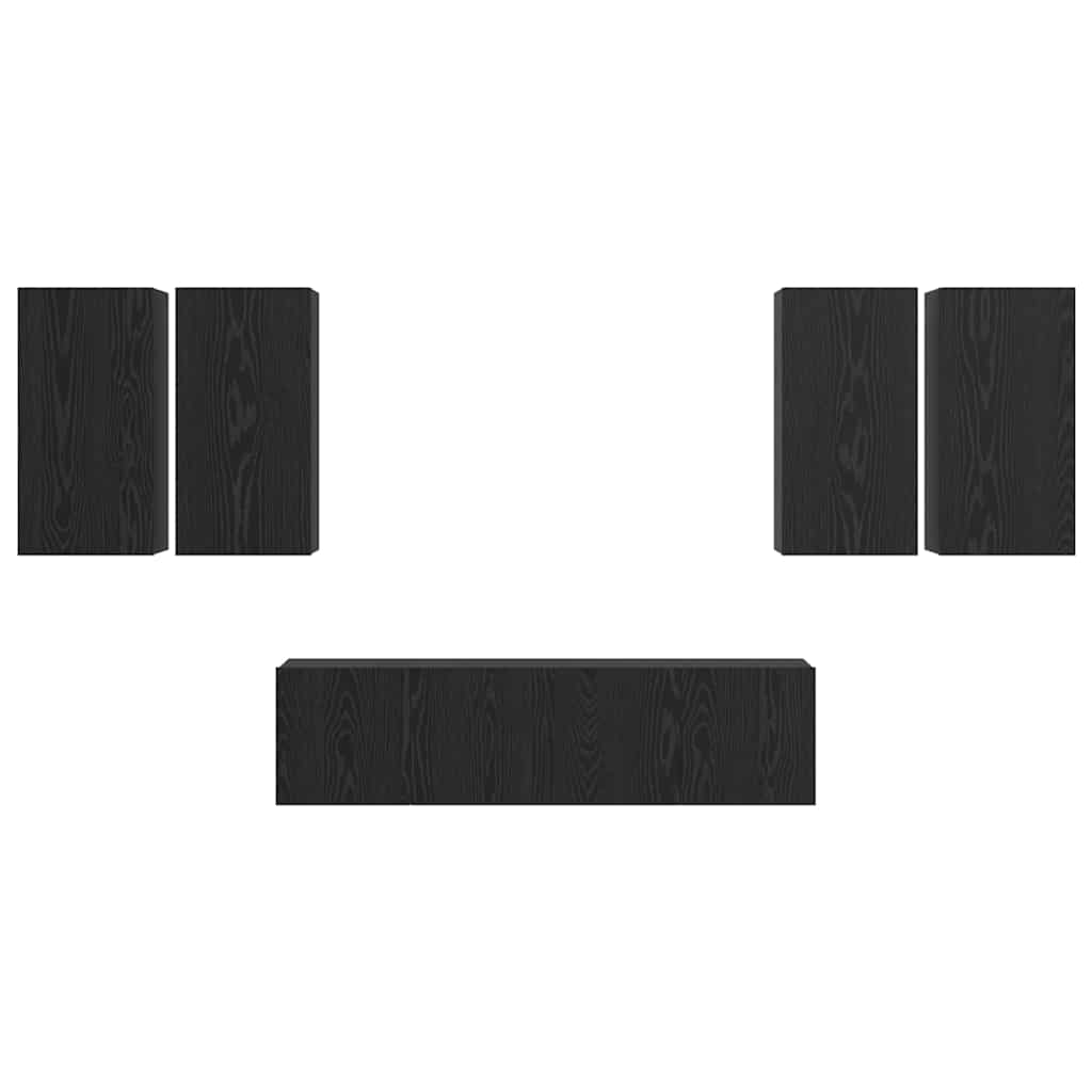 TV-Möbel-Set 6 pcs Schwarze Eiche 60 x 30 x 30 cm Holzwerkstoff