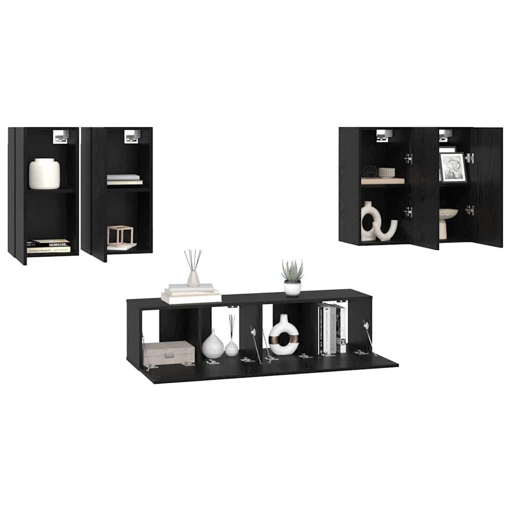 TV-Möbel-Set 6 pcs Schwarze Eiche 60 x 30 x 30 cm Holzwerkstoff