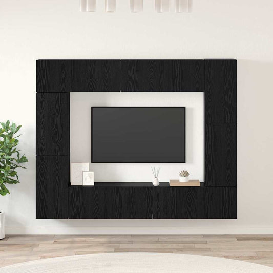 TV-Möbel-Set 8 pcs Schwarze Eiche 80 x 30 x 30 cm Holzwerkstoff