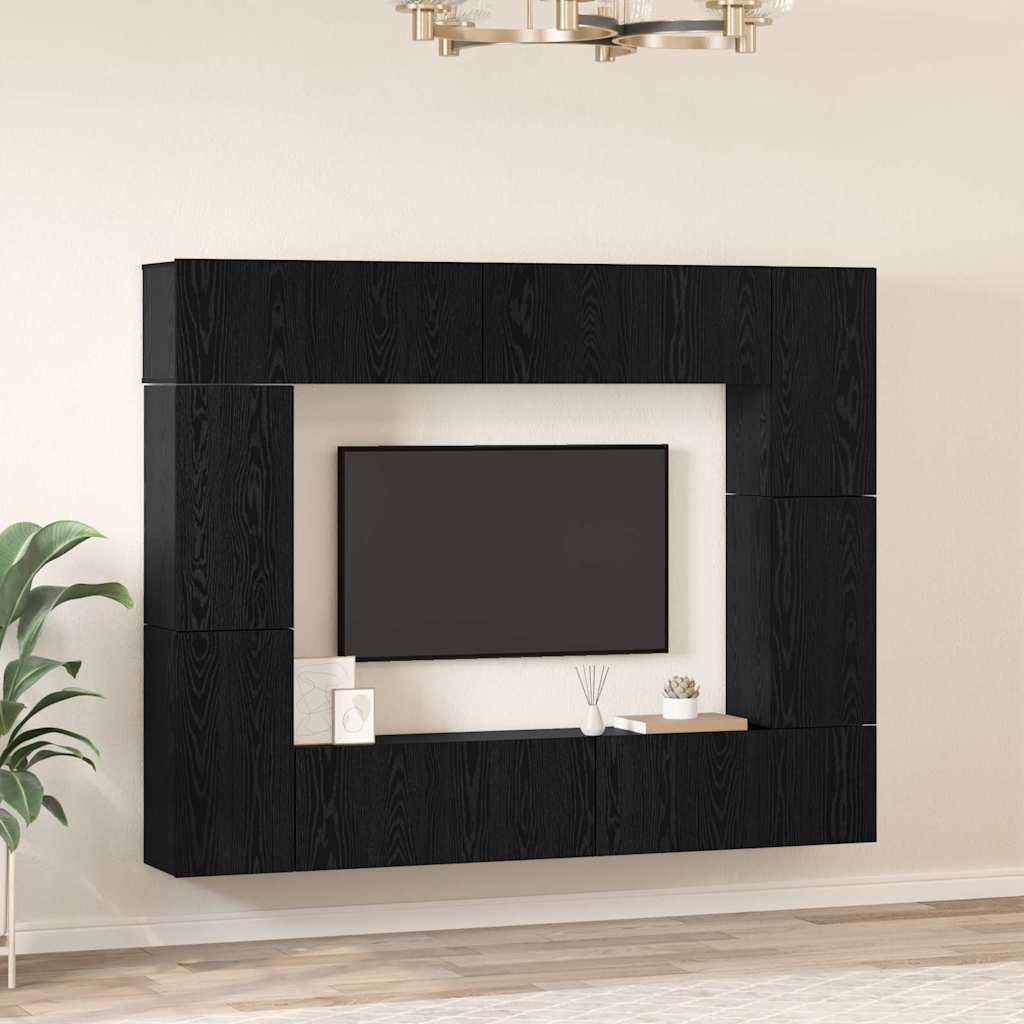 TV-Möbel-Set 8 pcs Schwarze Eiche 80 x 30 x 30 cm Holzwerkstoff