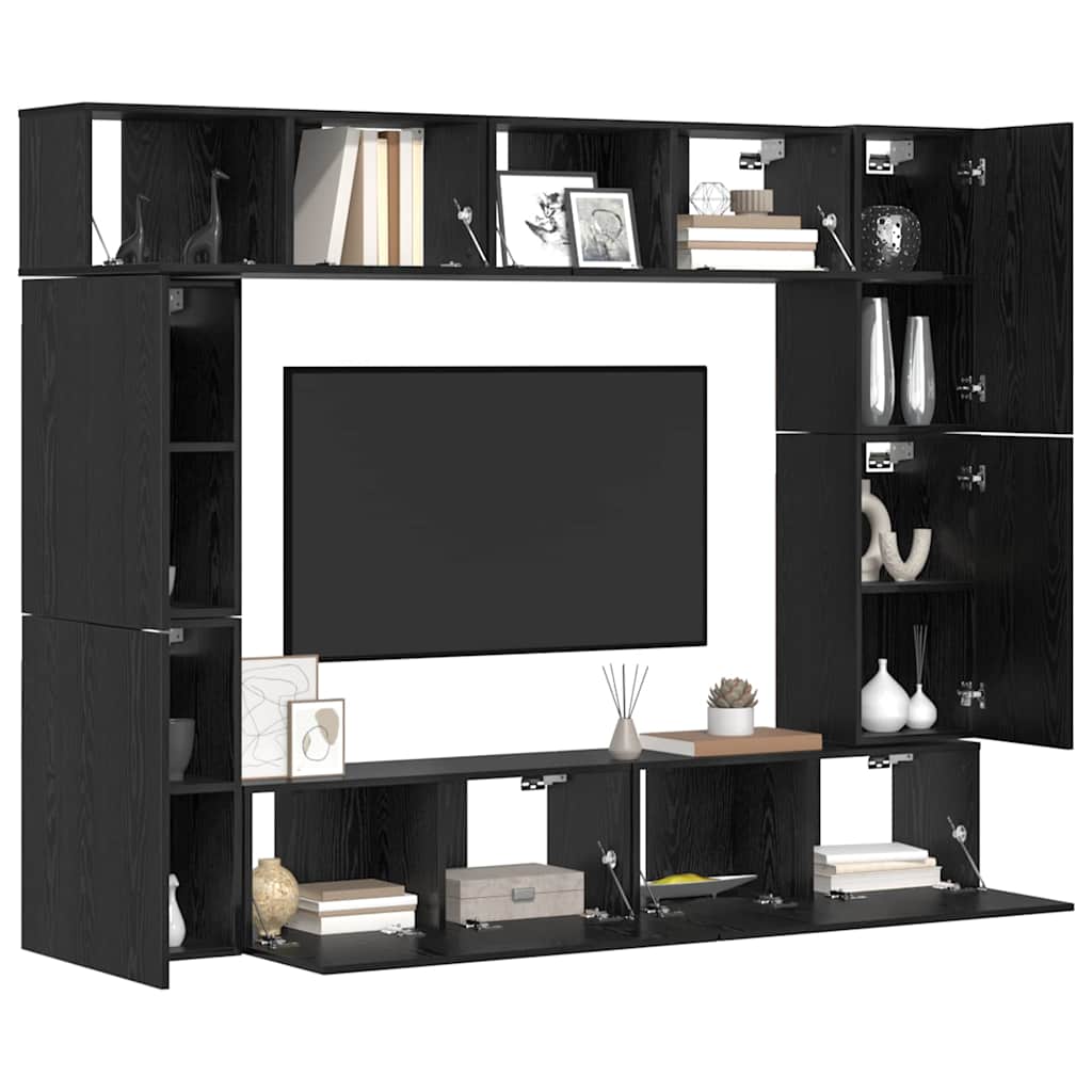 TV-Möbel-Set 8 pcs Schwarze Eiche 80 x 30 x 30 cm Holzwerkstoff