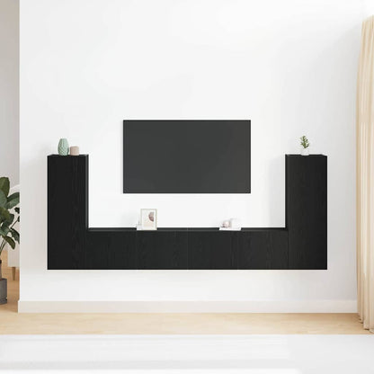 4-teiliges TV-Schrank Set -Wandmontiert, Schwarze Eiche, Ingenieured Holz
