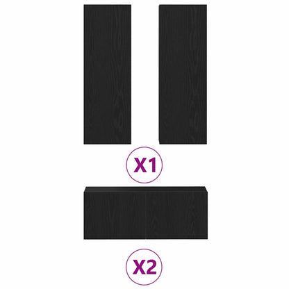 4-teiliges TV-Schrank Set -Wandmontiert, Schwarze Eiche, Ingenieured Holz