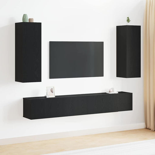 5-teiliges TV-Schrank Set Schwarze Eiche Holzwerkstoff