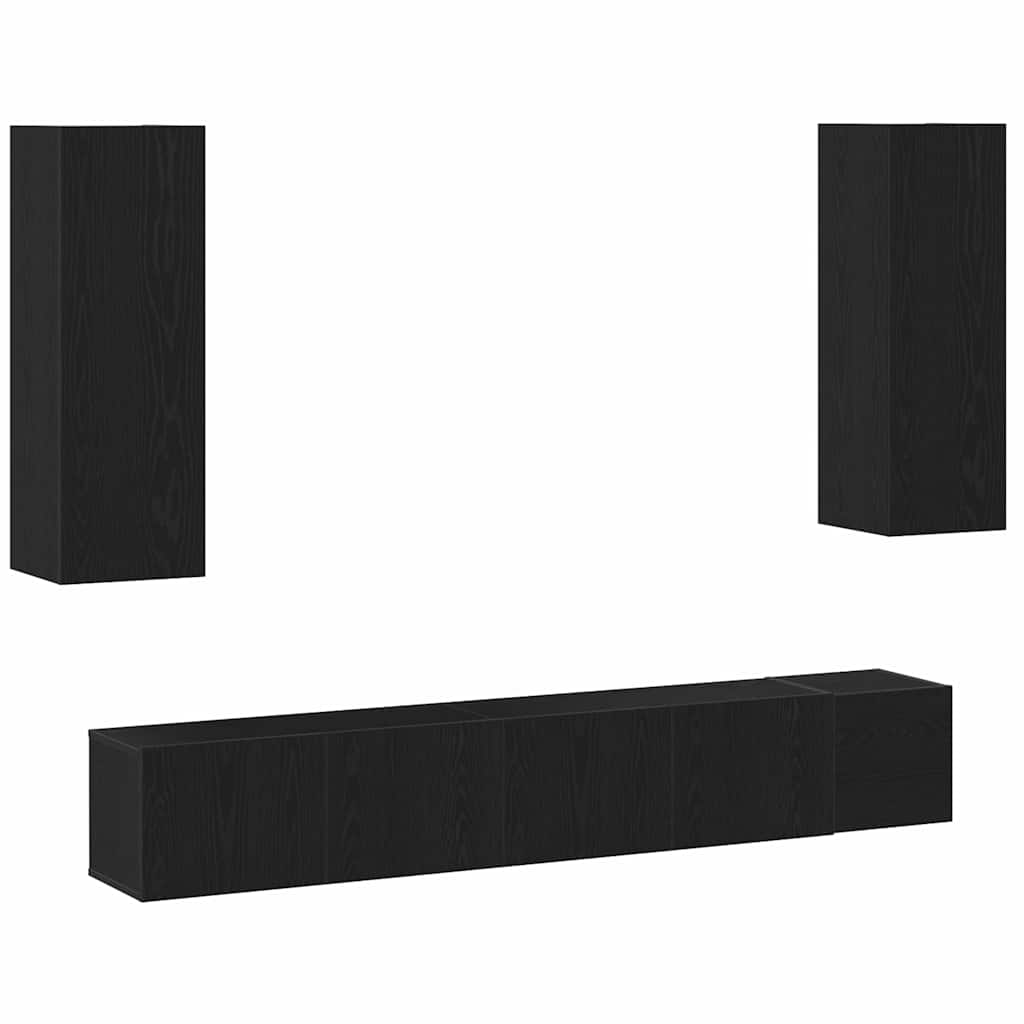 5-teiliges TV-Schrank Set Schwarze Eiche Holzwerkstoff