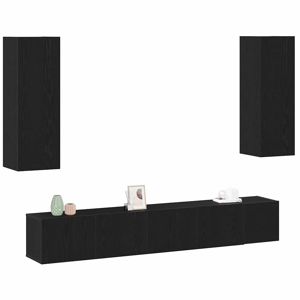 5-teiliges TV-Schrank Set Schwarze Eiche Holzwerkstoff