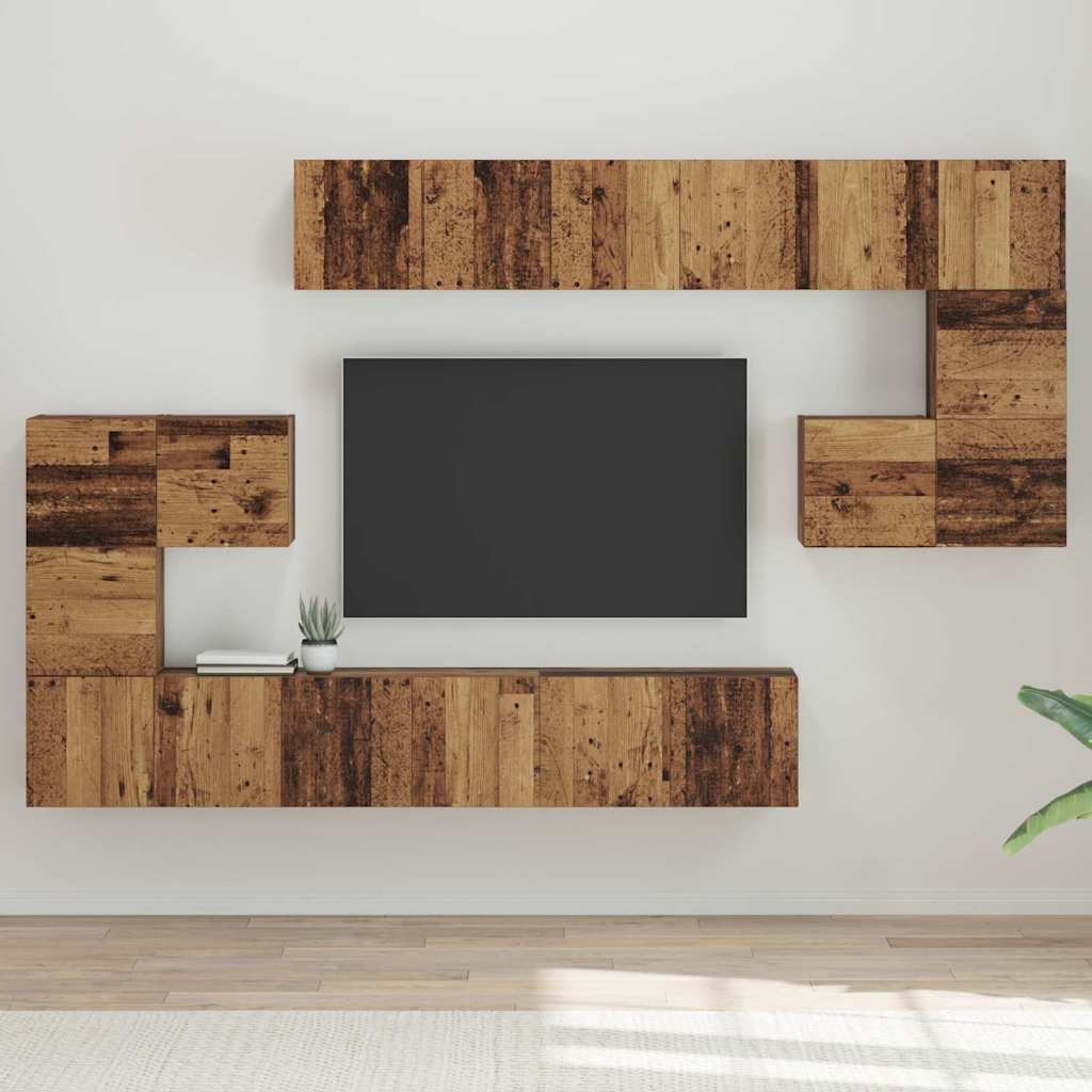 TV-Möbel-Set 10 pcs Altholz 180 x 30 x 90.5 cm Holzwerkstoff