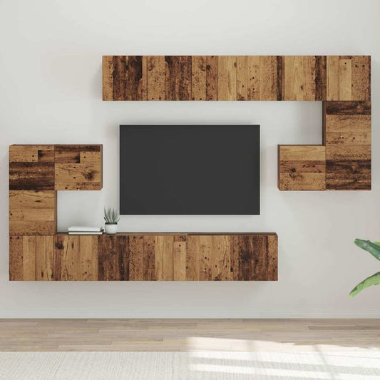 TV-Möbel-Set 10 pcs Altholz 180 x 30 x 90.5 cm Holzwerkstoff