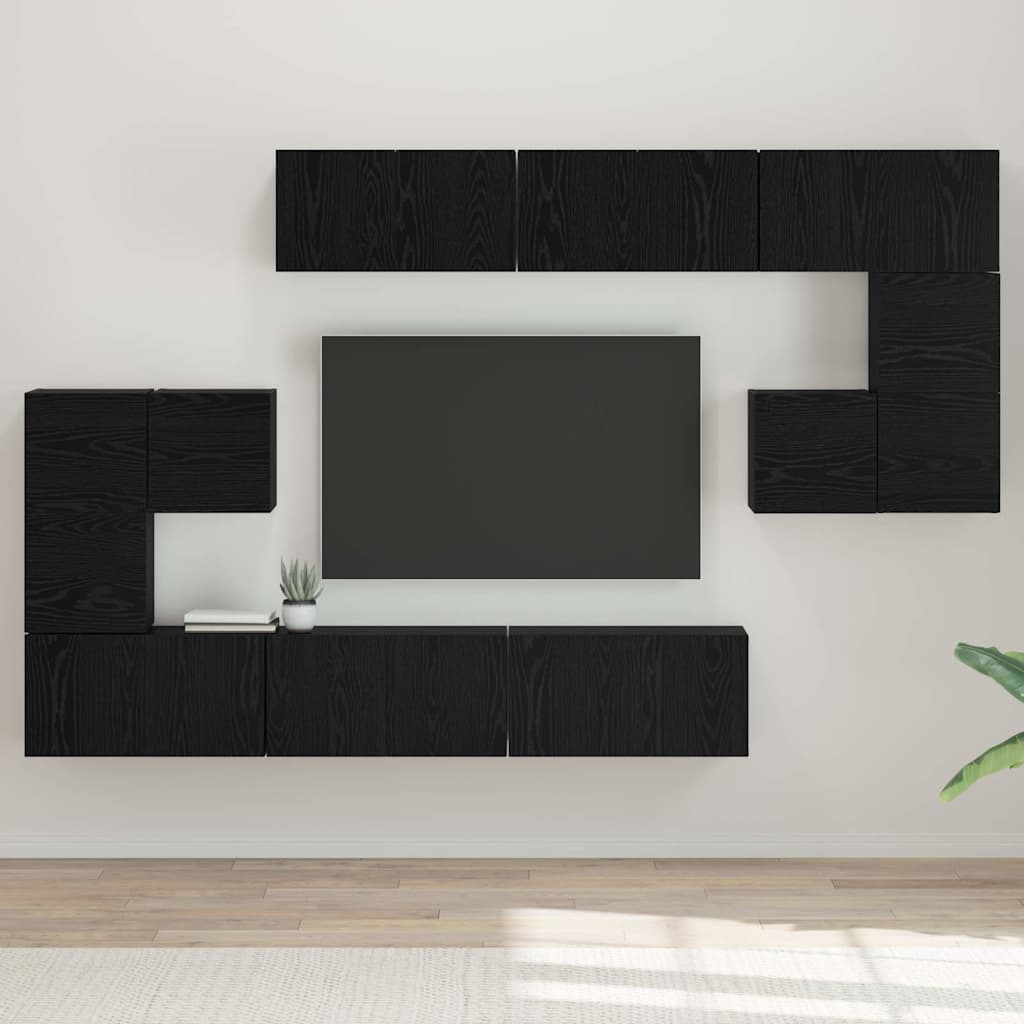 TV-Möbel-Set 10 pcs Schwarze Eiche 180 x 30 x 90.5 cm