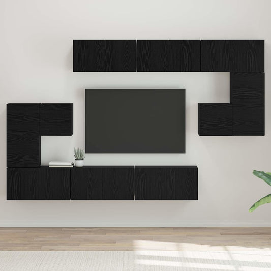 TV-Möbel-Set 10 pcs Schwarze Eiche 180 x 30 x 90.5 cm