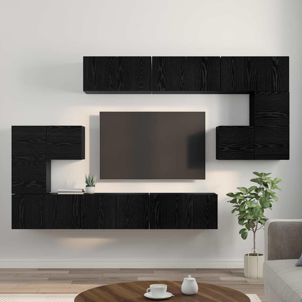 TV-Möbel-Set 10 pcs Schwarze Eiche 180 x 30 x 90.5 cm