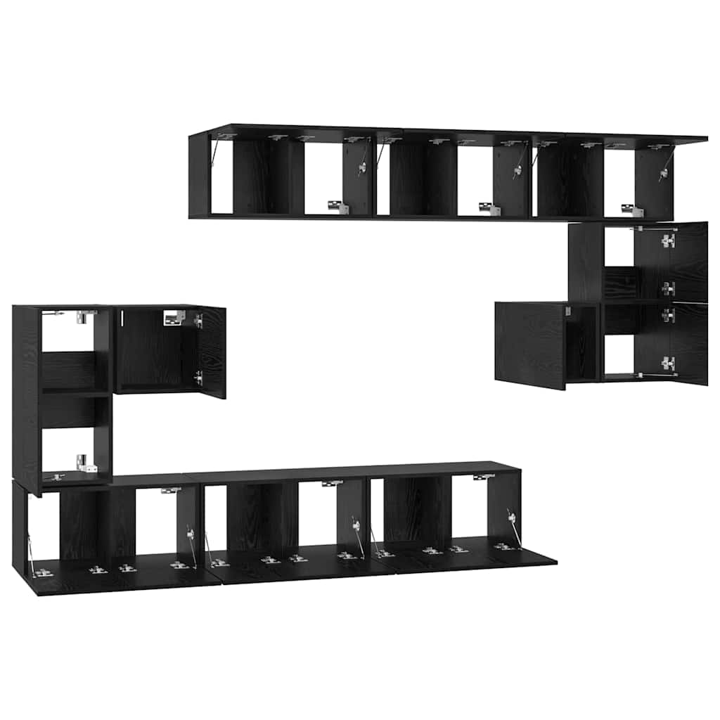 TV-Möbel-Set 10 pcs Schwarze Eiche 180 x 30 x 90.5 cm