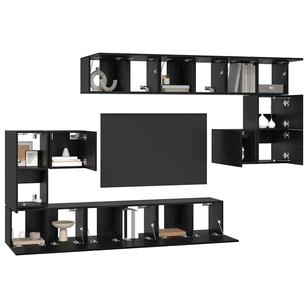 TV-Möbel-Set 10 pcs Schwarze Eiche 180 x 30 x 90.5 cm