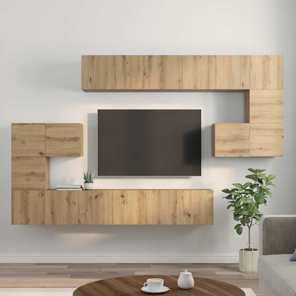 TV-Möbel-Set 10 pcs Eiche handwerklich 180 x 30 x 90.5 cm