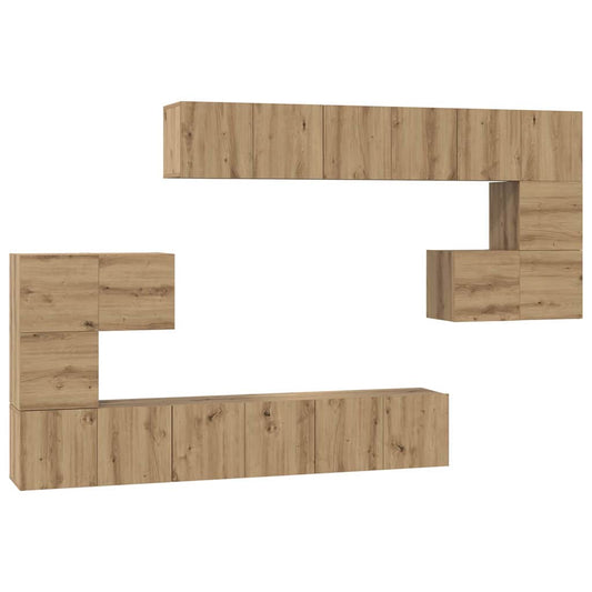 TV-Möbel-Set 10 pcs Eiche handwerklich 180 x 30 x 90.5 cm