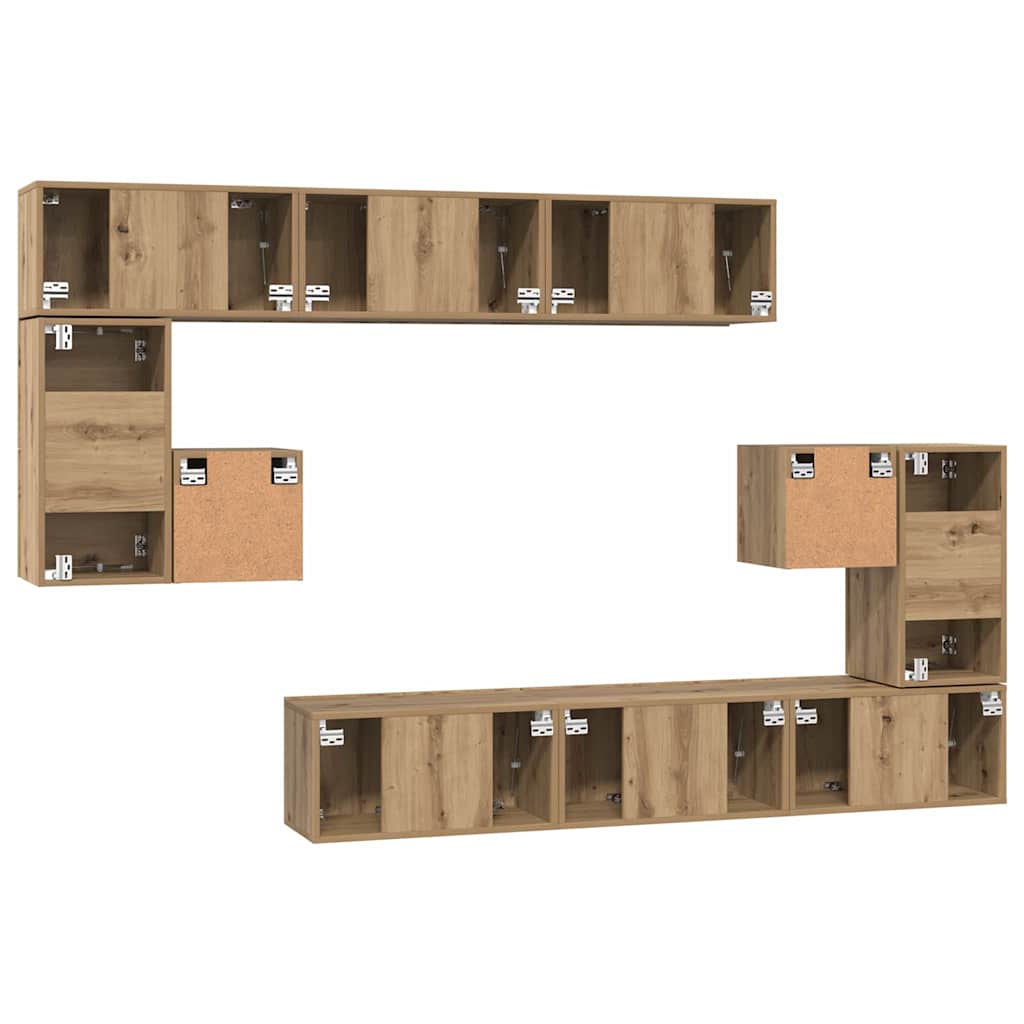 TV-Möbel-Set 10 pcs Eiche handwerklich 180 x 30 x 90.5 cm