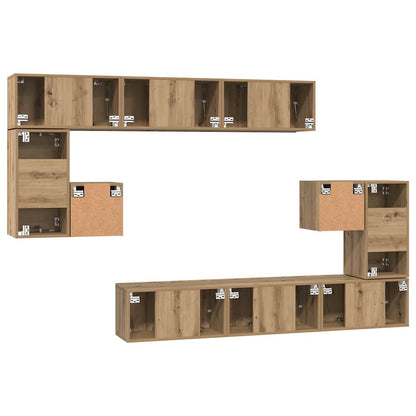 TV-Möbel-Set 10 pcs Eiche handwerklich 180 x 30 x 90.5 cm