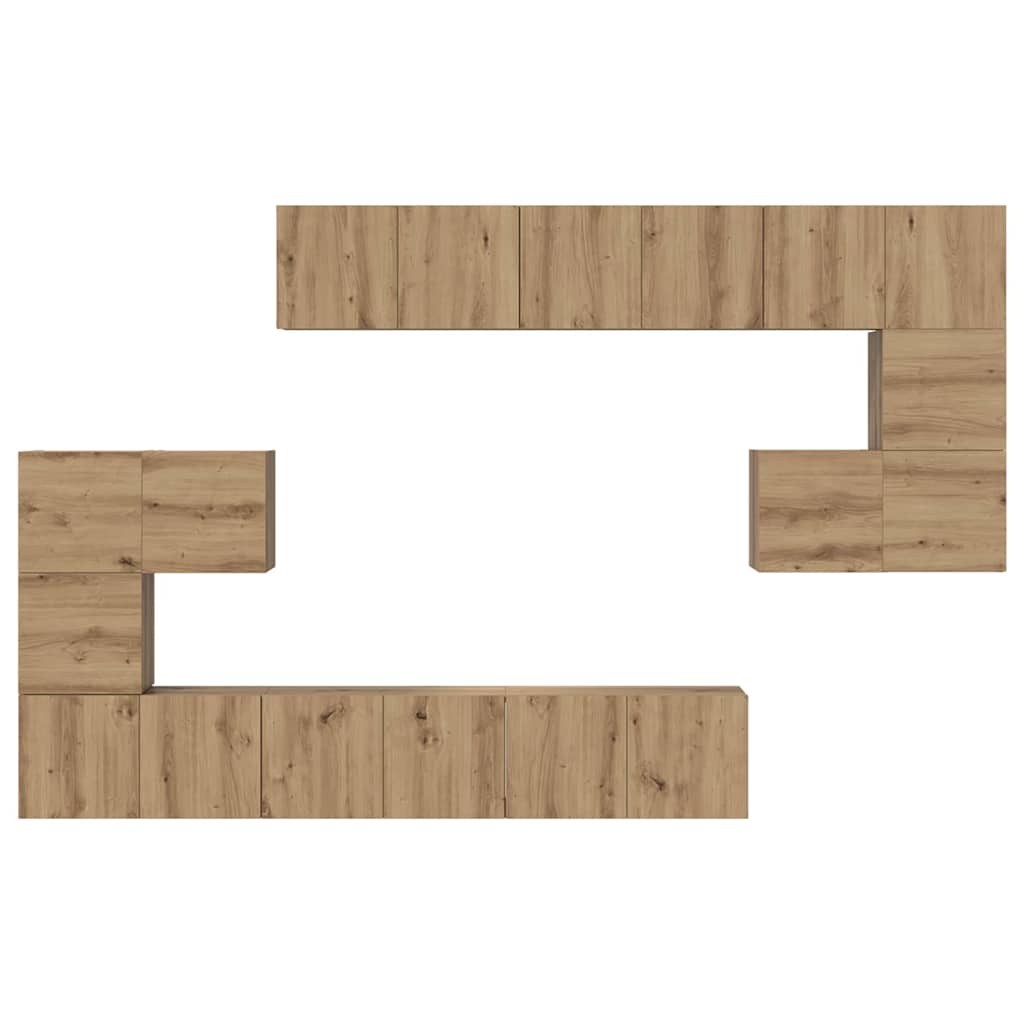 TV-Möbel-Set 10 pcs Eiche handwerklich 180 x 30 x 90.5 cm