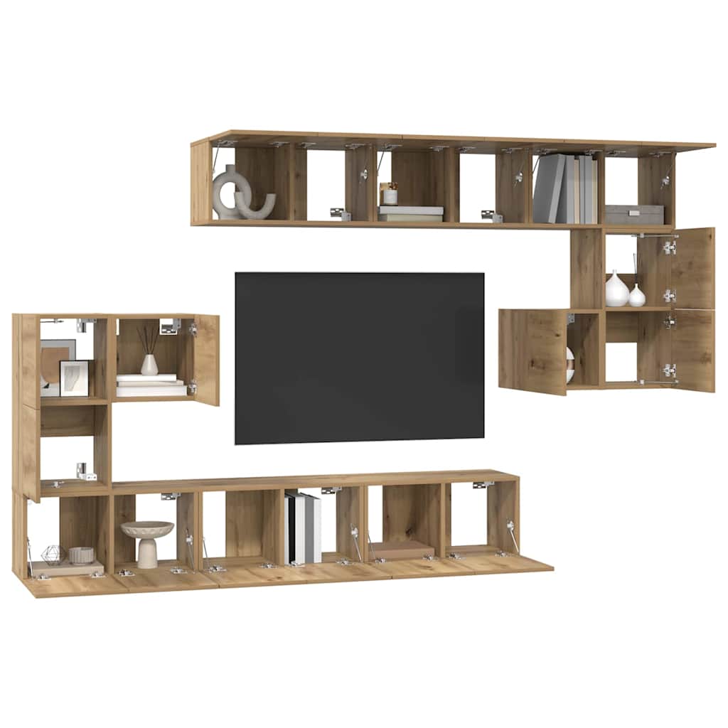 TV-Möbel-Set 10 pcs Eiche handwerklich 180 x 30 x 90.5 cm