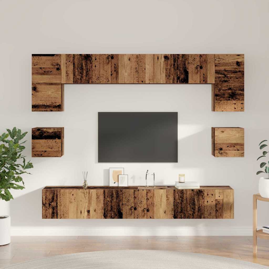 TV-Möbel-Set 8 pcs Altholz 100 x 30 x 30 cm Holzwerkstoff