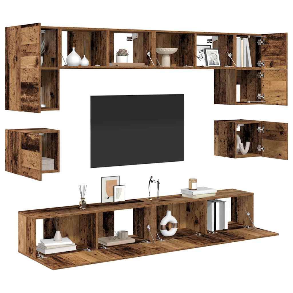 TV-Möbel-Set 8 pcs Altholz 100 x 30 x 30 cm Holzwerkstoff