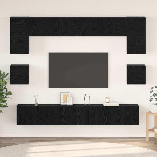 TV-Möbel-Set Wandmontiert 8 pcs Schwarze Eiche 100 x 30 x 30 cm