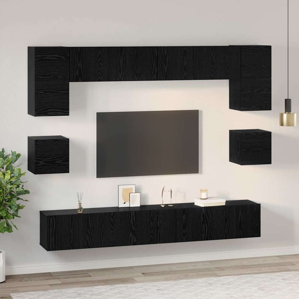 TV-Möbel-Set Wandmontiert 8 pcs Schwarze Eiche 100 x 30 x 30 cm