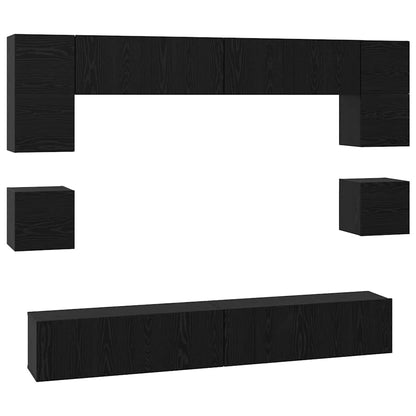 TV-Möbel-Set Wandmontiert 8 pcs Schwarze Eiche 100 x 30 x 30 cm