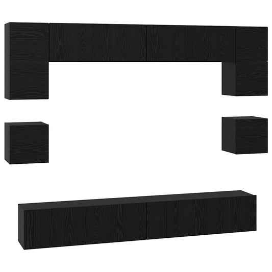 TV-Möbel-Set Wandmontiert 8 pcs Schwarze Eiche 100 x 30 x 30 cm