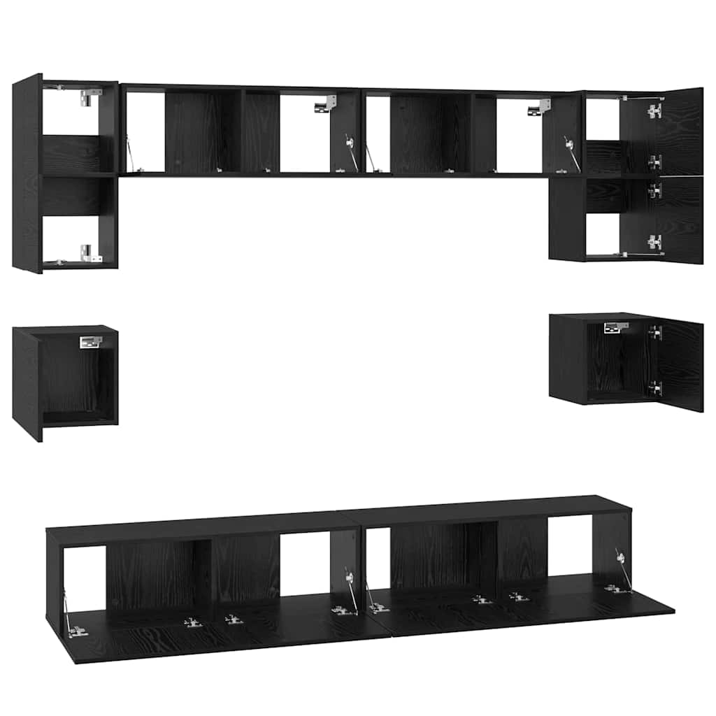 TV-Möbel-Set Wandmontiert 8 pcs Schwarze Eiche 100 x 30 x 30 cm